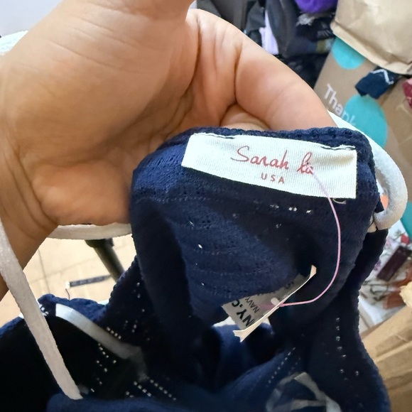 NWT Sarah La Navy Blue Nautical Sailor Open Back Dress - Picture 4 of 5